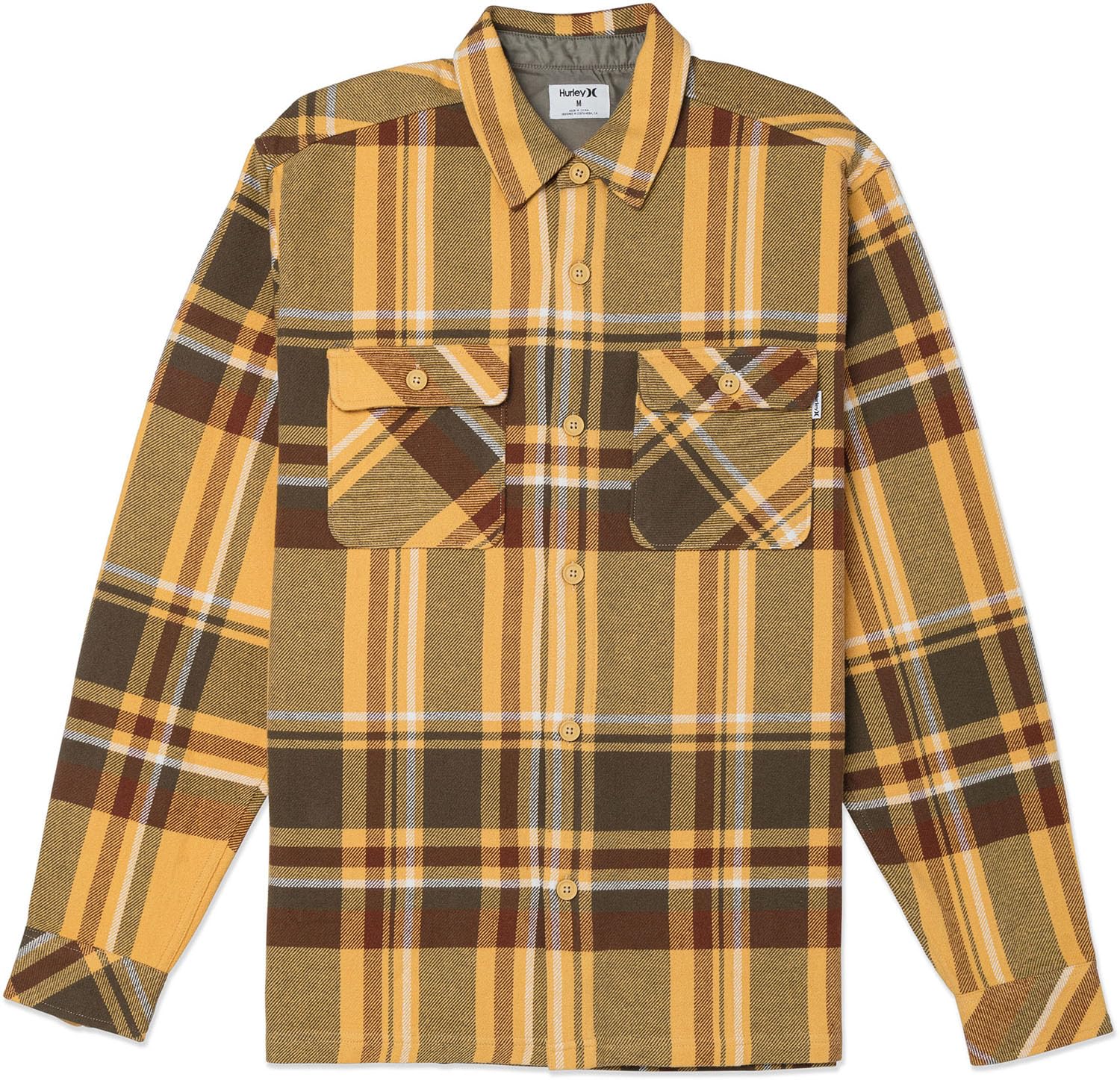 Hurley Men's Santa Cruz Shorline Flannel Ls Shirt, Pebble, XXL