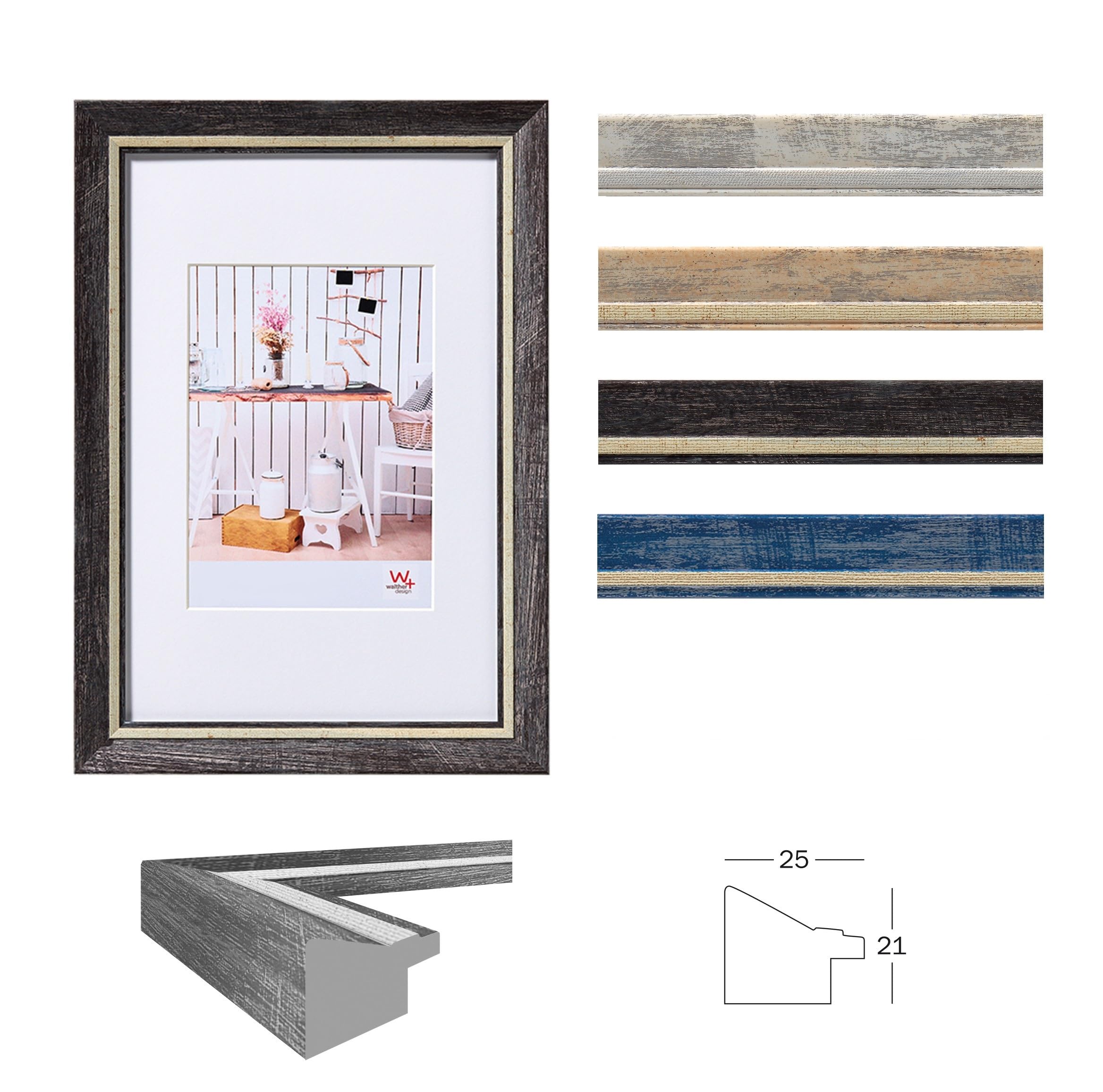 walther design Cadre Photo Blanc 40 x 60 cm avec Passe-Partout, Cadre Chalet Design EL460W