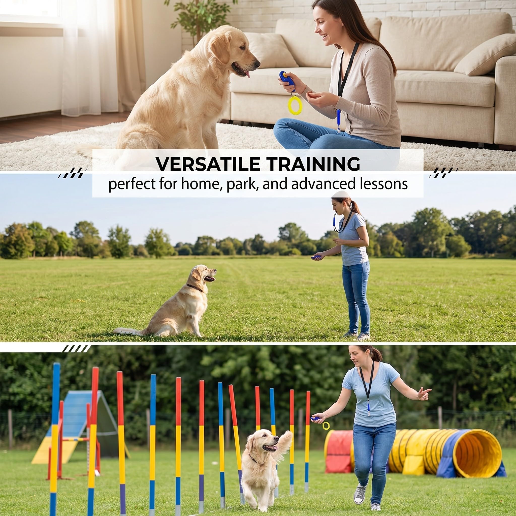 2 Pezzi, Clicker per Cani, Set di Addestramento per Animali Domestici con Clicker da Polso e Fischietto con Cordino, per Addestramento Canino, Comandi e Giocattoli per Cani