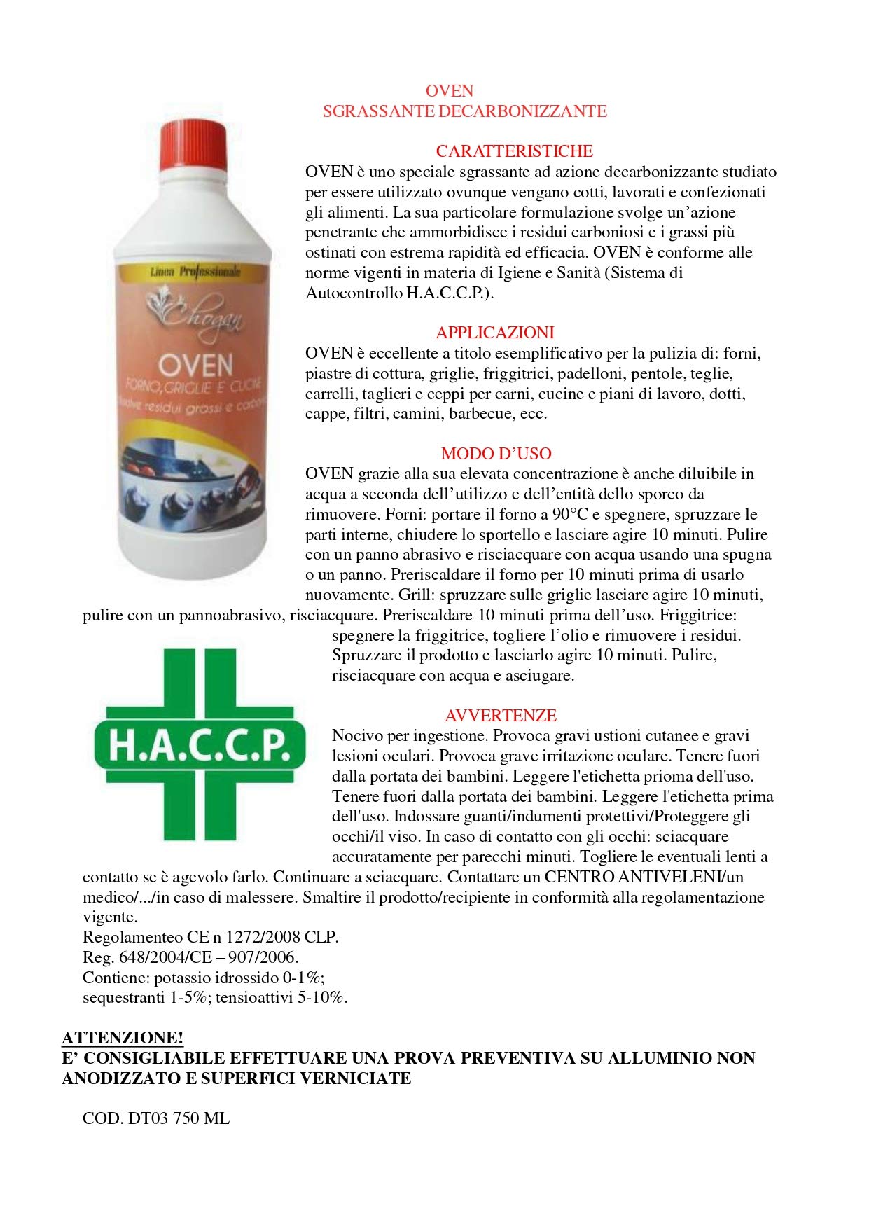 chogan OVEN Sgrassante decarbonizzante (750 ML)