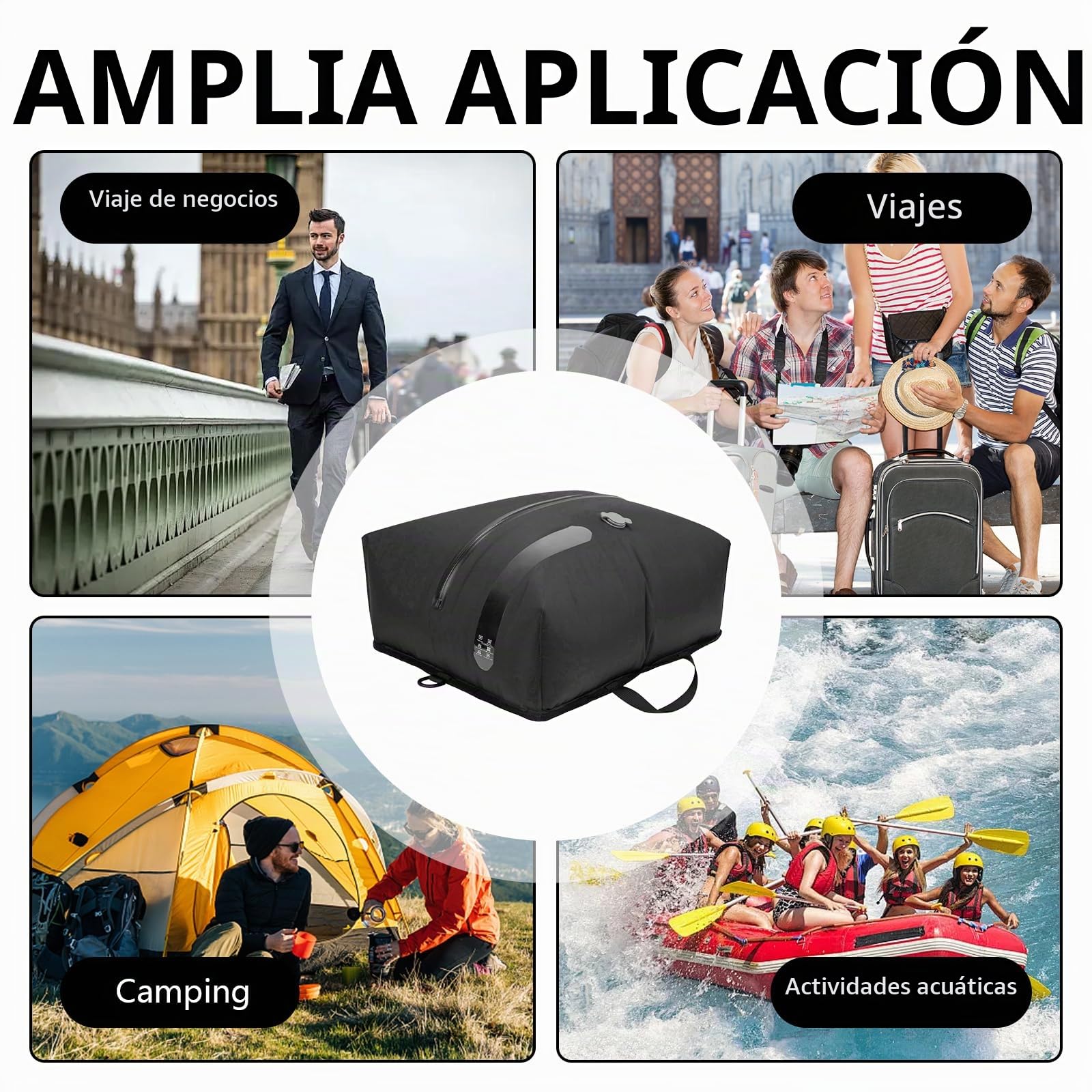 Paquete de 2 bolsas al vacío de TPU con bomba de aire eléctrica, para ropa, reutilizables, cubos de viaje impermeables de nylon 70D con cierre de cremallera y válvula hermética, organizador hermético