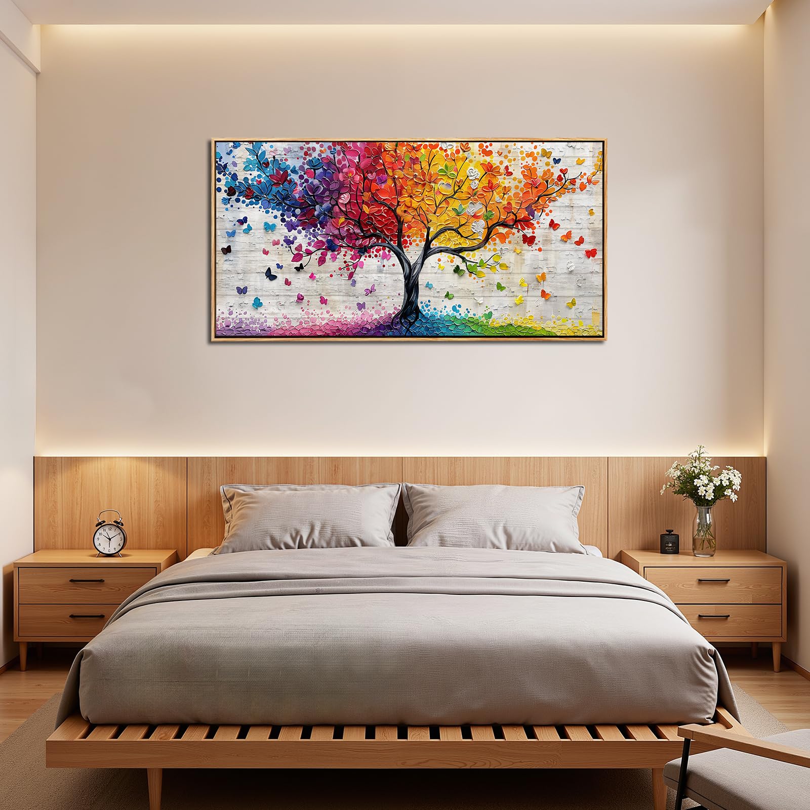 SERIMINO Tableau Decoration Murale Arbre de Vie Grand Cadre 50x100 cm