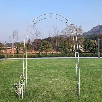 ORANGES Roses Vines Support Rack Army Green Garden Arbor for Climbing Plant Outdoor Wedding Party Garden Arch for Climbing Plants Outdoor Yard Lawn Color White, Size 7.9W x H7.2ft