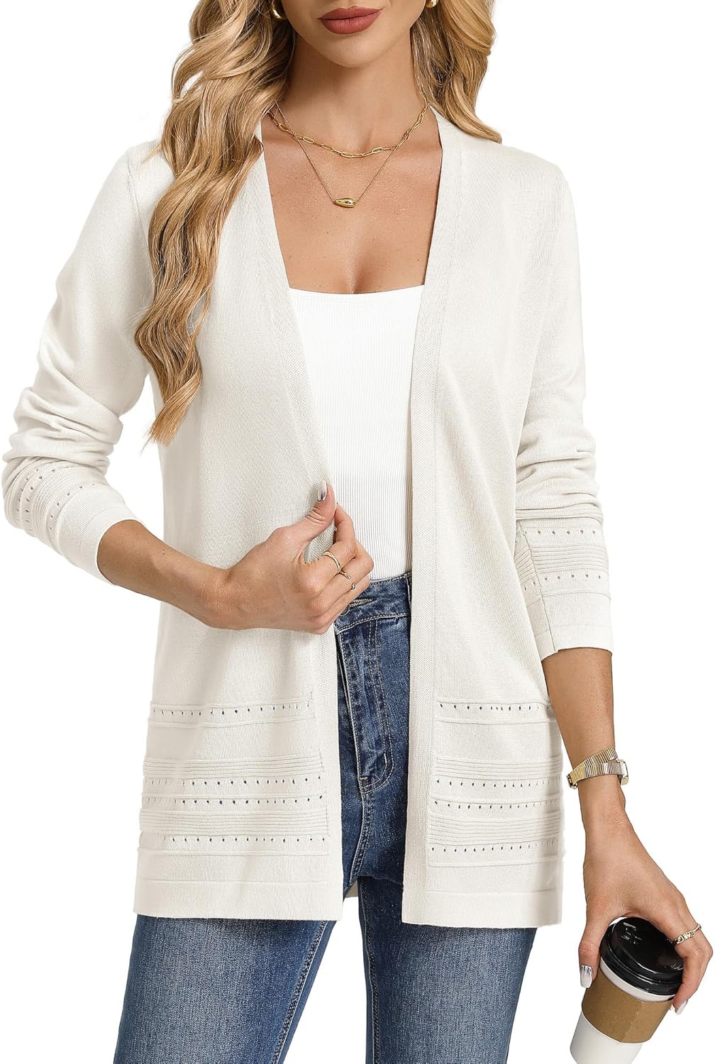 GRACE KARIN Women Long Cardigan, Lightweight Spring Cardigans, Long Sleeve V Neck Open Front Sweater 2026
