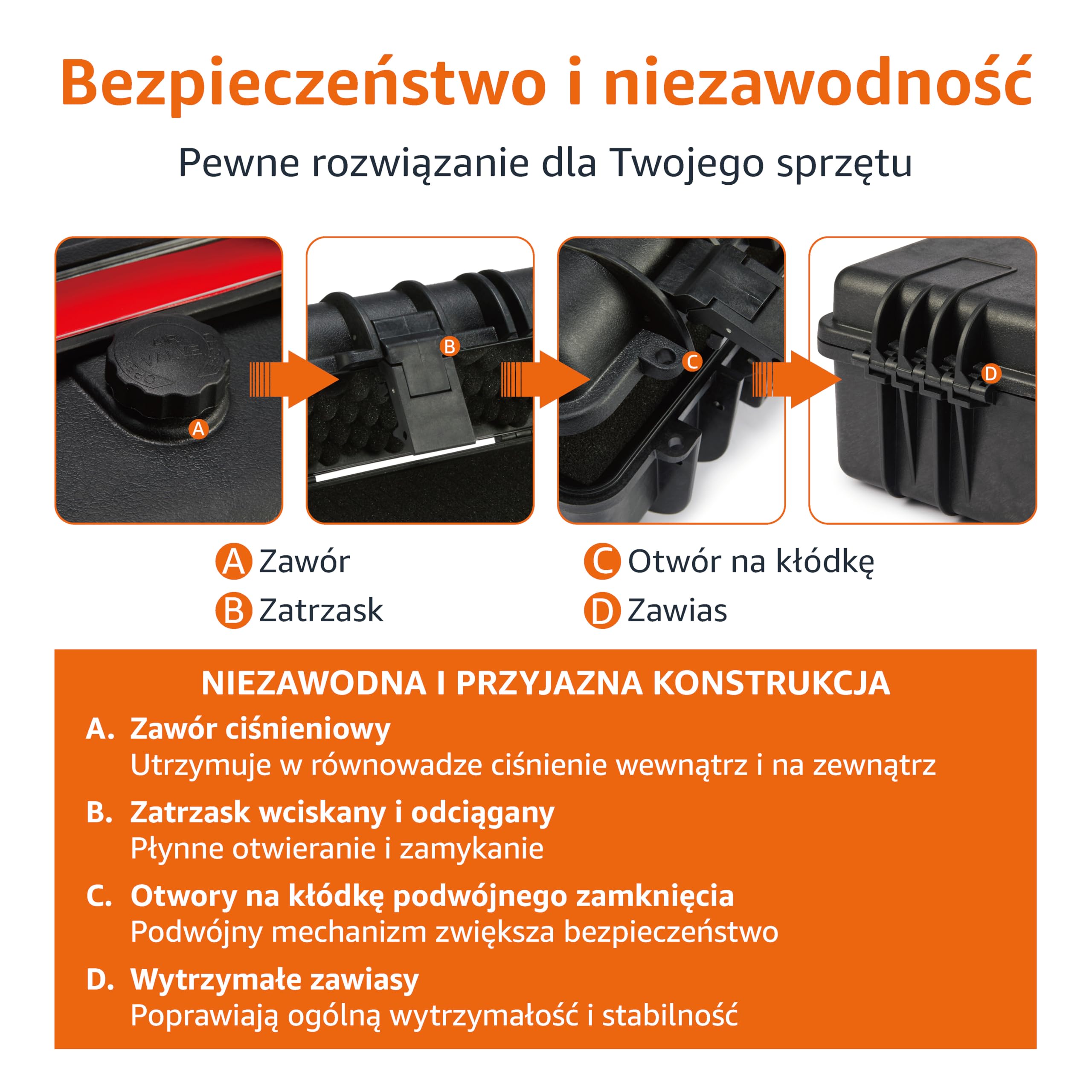 Amazon Basics Sztywny futerał na aparat, średniej wielkości, solidny, czarny