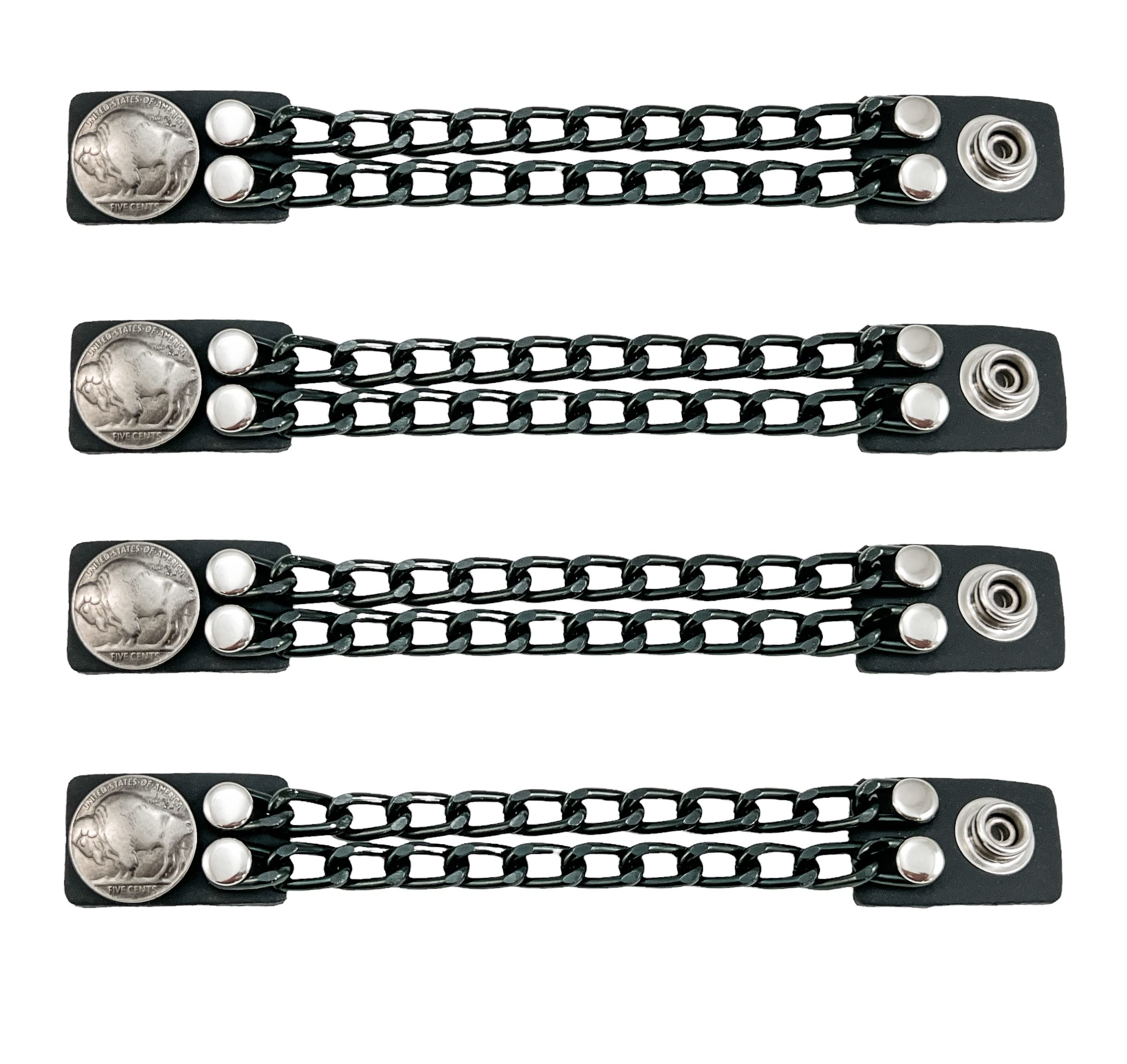 Funk Plus Motorcycle Vest Extenders Double Black Chain Regular Snap MC Jacket Made in USA (8