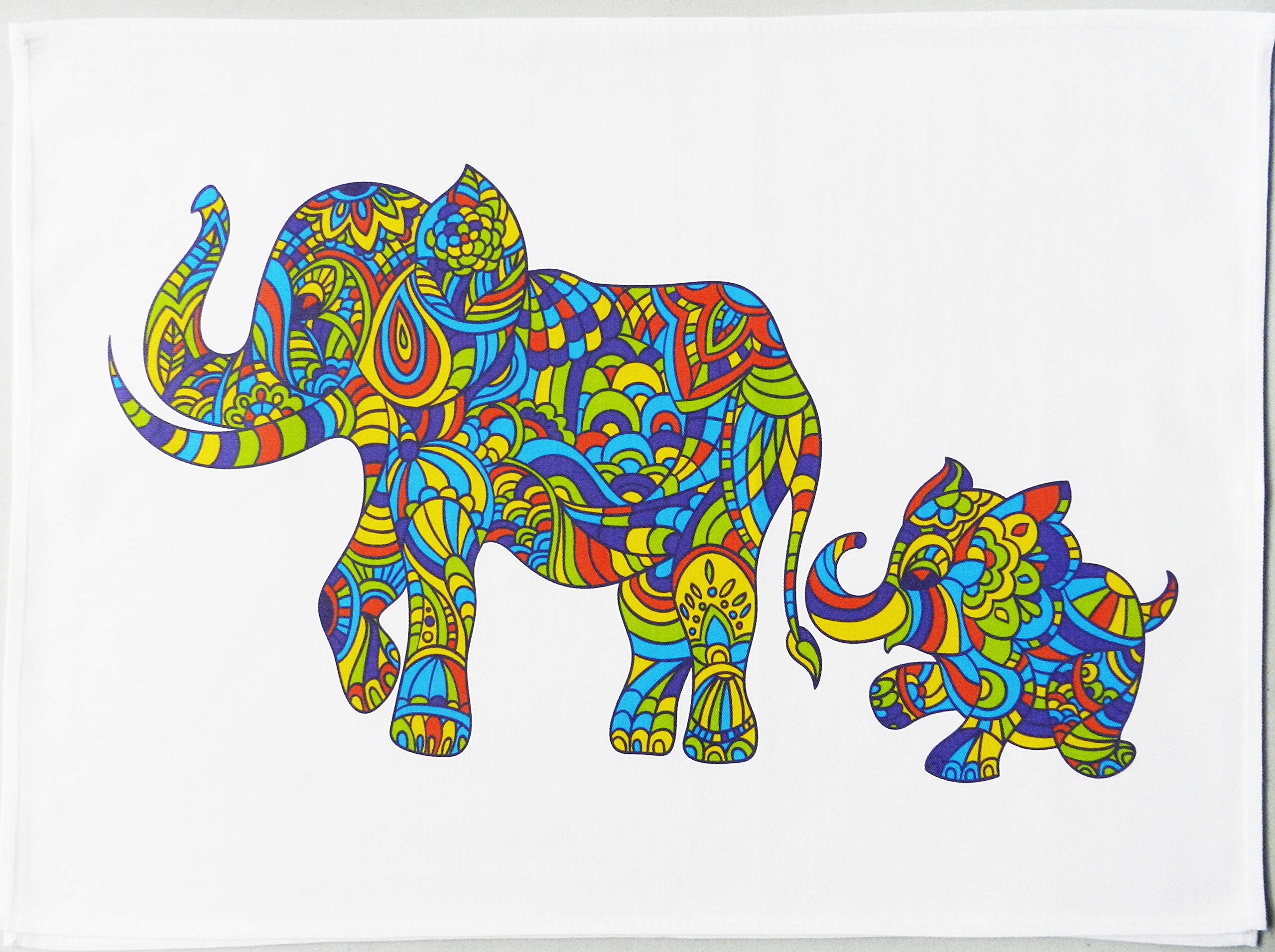 Half A Donkey White The Colourful Elephant Family - Large Cotton Tea Towel