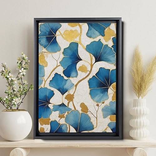 Miniatura 2 de Gold Turquoise Ginkgo Leaf Print, Captivating Plants Wall Art, Ginkgo Biloba Leaf Print Painting, Embrace the Serenity of Nature