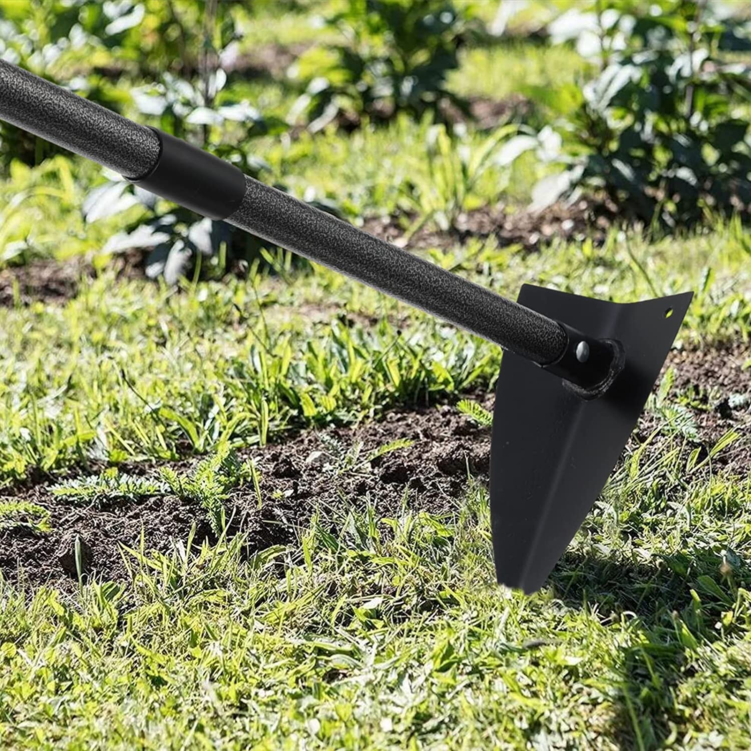 Azada de Jardín, Azada Herramienta de Jardín Azada de Jardín Triangular con Cuchilla Afilada para Cavar, Desyerbar, Cortar y Perder Tierra - Mango de Metal con Longitud Ajustable (182cm)