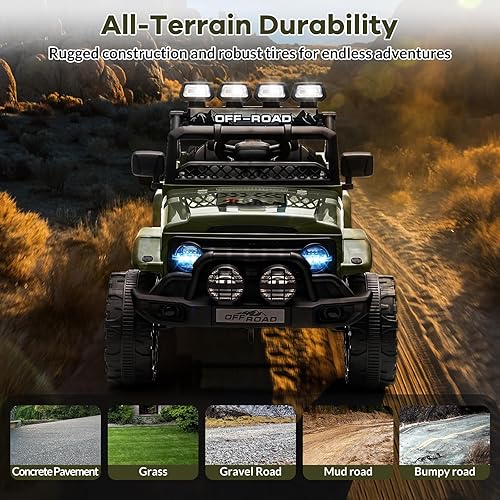 Miniatura 6 de GarveeLife Auto de paseo para niños de 12 V, juguete para niños de 37 a 96 meses, camión eléctrico con velocidad máxima de 5 MPH, control remoto,