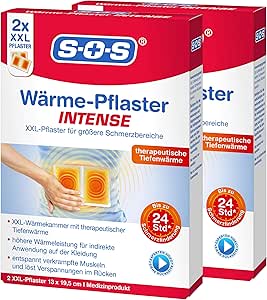SOS Wärme-Pflaster INTENSE | extra starke XXL Wärmepflaster | löst verkrampfte Muskeln Rücken ...