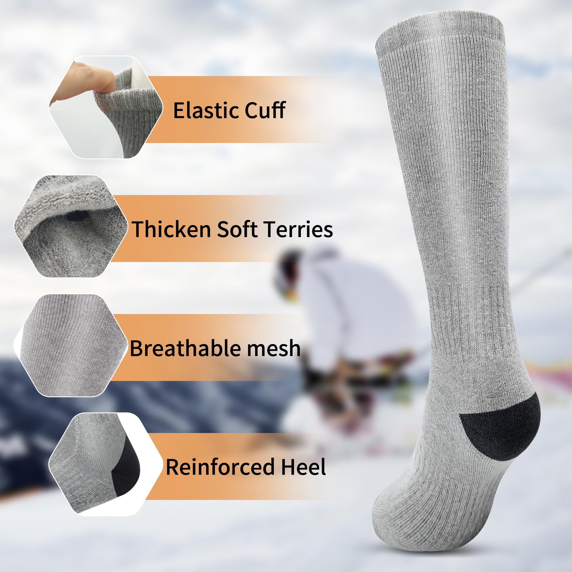 Calcetines eléctricos calefactables a batería, para hombre, mujer, invierno, caza, esquí, senderismo, calentador de pies, calcetines cálidos de algodón para regalo