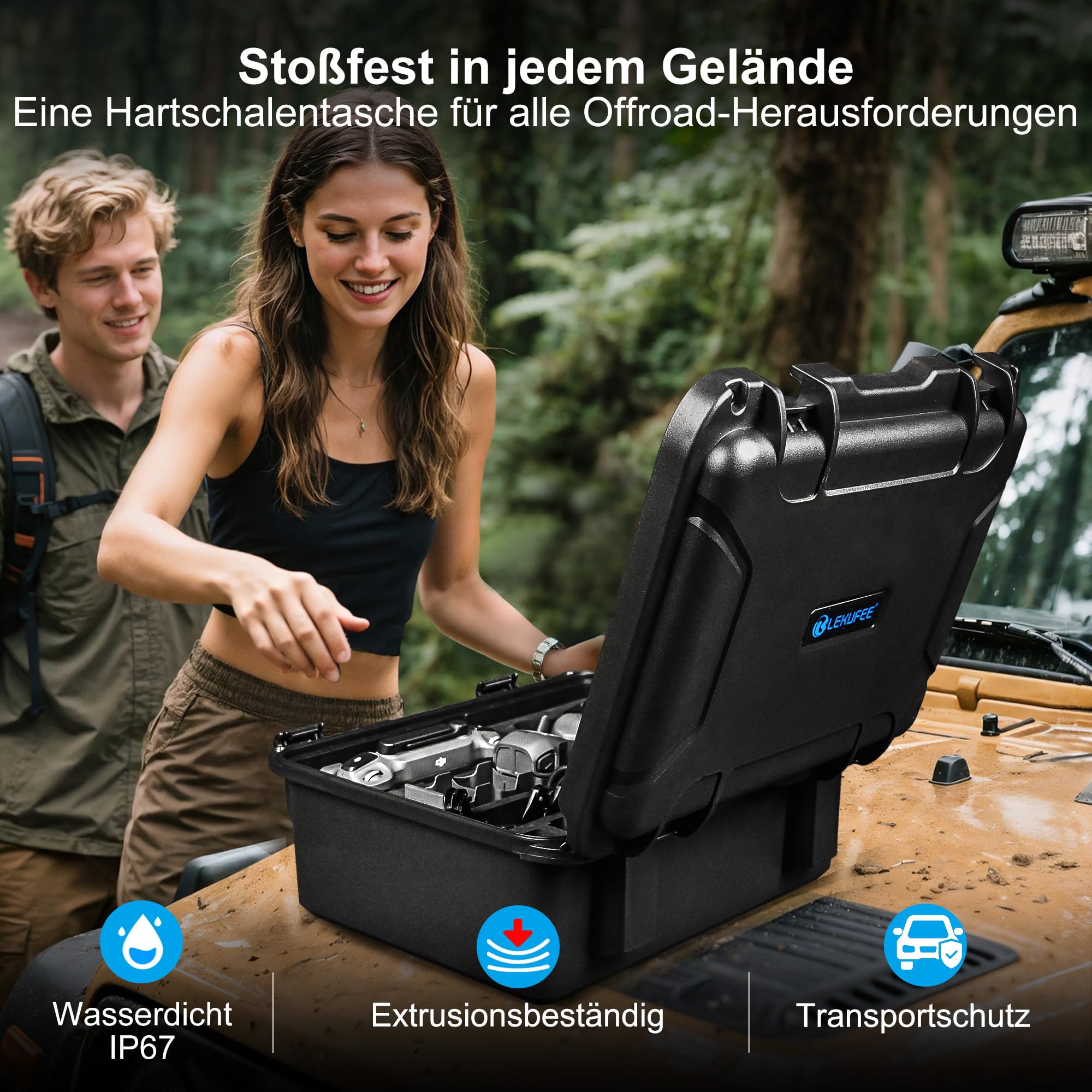 LEKUFEE Wasserdichter Hartschalenkoffer für DJI Mavic 4 Pro Drohne, Creator Combo,Fly More Combo,DJI RC Pro 2/RC 2,Akkus (7 Stück),Ladestation und weiteres Zubehör (nur Koffer)
