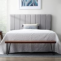 Vista 19 de LUCID - Cabecera tapizada de altura media - Relleno de diamantes - Poliéster acolchado - Altura ajustable de 34 a 46 pulgadas - Fácil montaje - Para