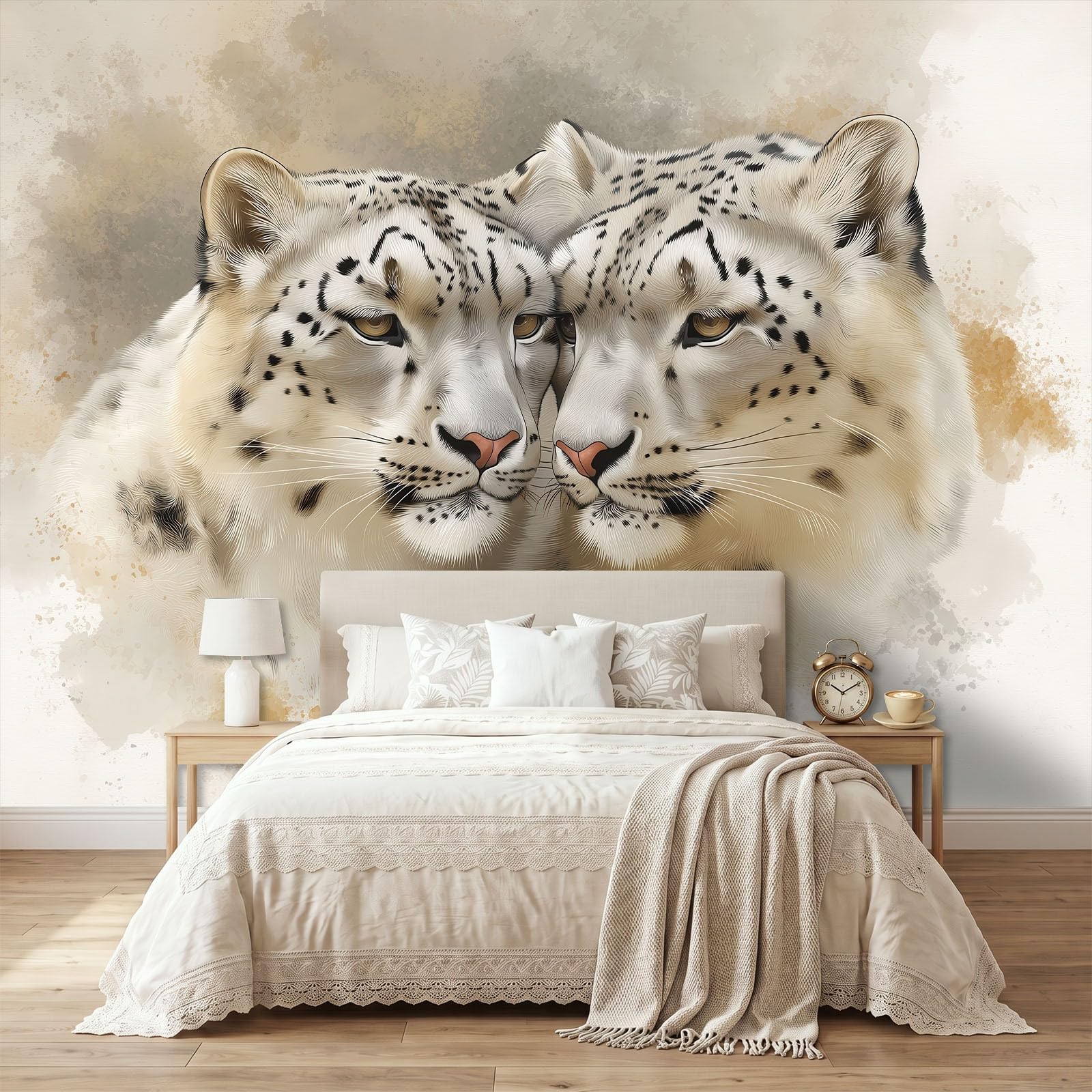 Carta da parati fotografica per camera da letto, soggiorno, 300 x 210 cm, natura, animali selvatici, leopardo della neve, in tessuto non tessuto, resistente ai raggi UV, inodore, poster da parete