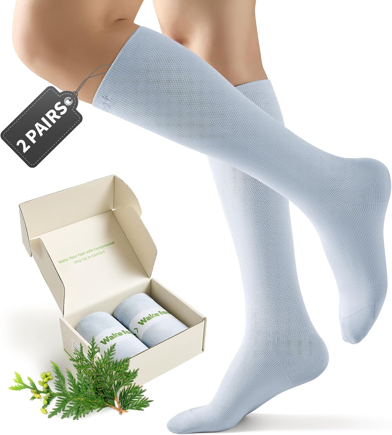 Pregnancy Compression Socks for Women, 2Pairs 15-20mmHg Maternity Compression Stocking for Swelling Circulation Long Standing