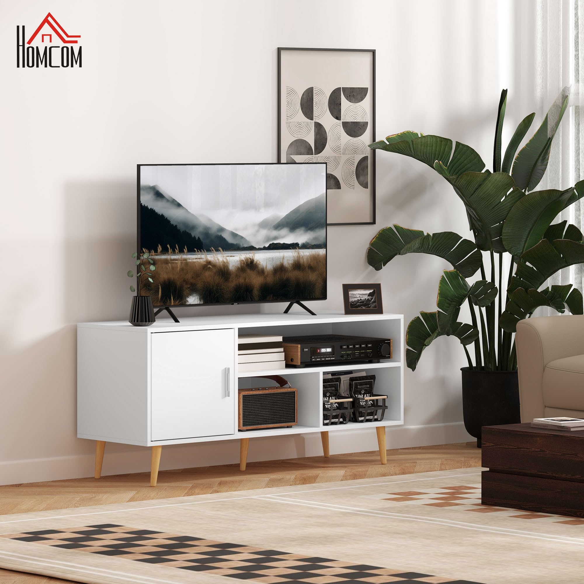 HOMCOM Mueble de TV para Televisores de hasta 60" 120x40x55 cm Blanco