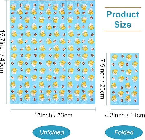 Miniatura 2 de 100 servilletas de papel al estilo del festival de Oktoberfest, servilletas azules desechables al estilo de Oktoberfest para decoración de fiesta de