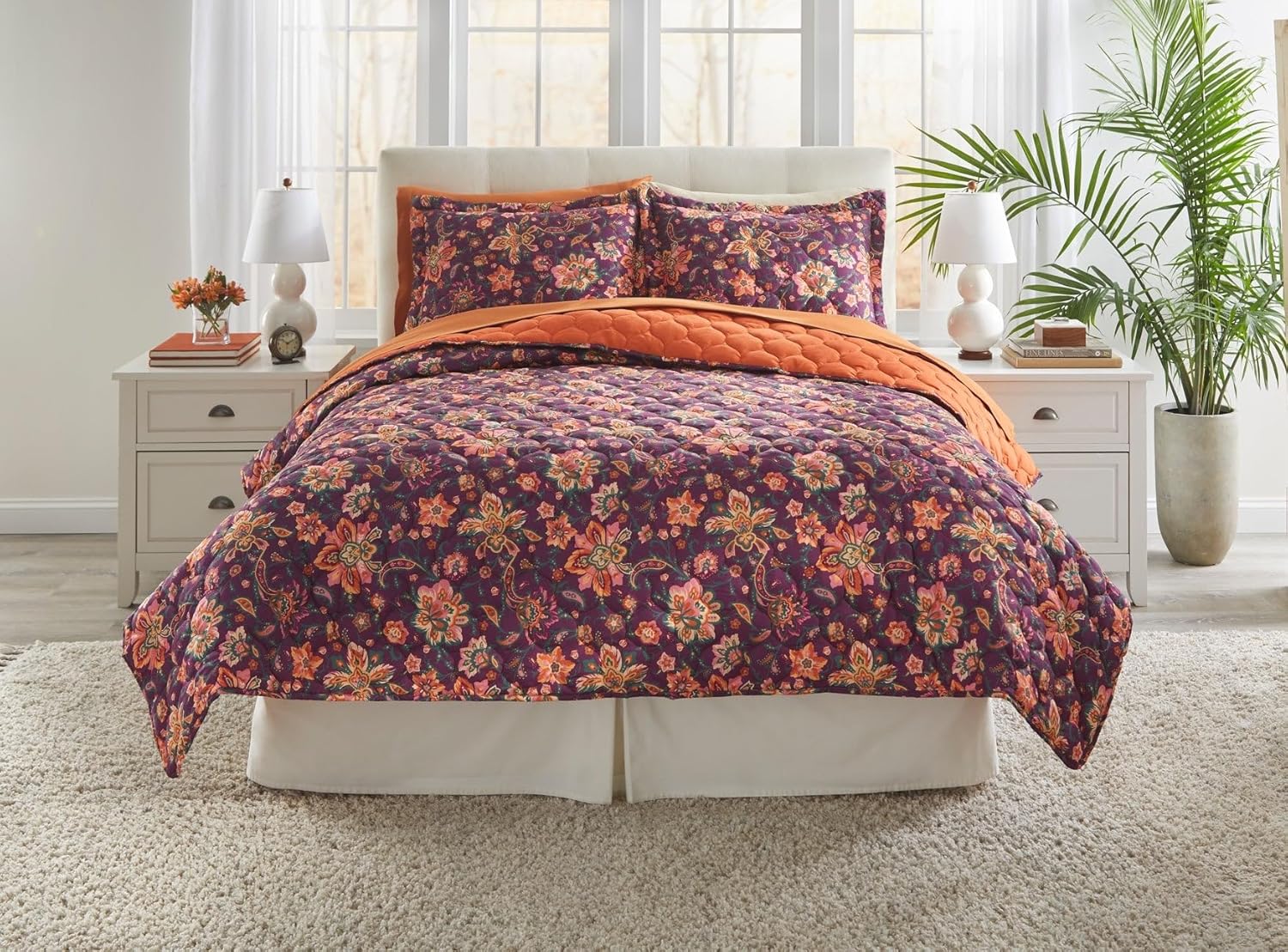 BrylaneHome BH Studio Reversible Quilt - King, Multi Paisley