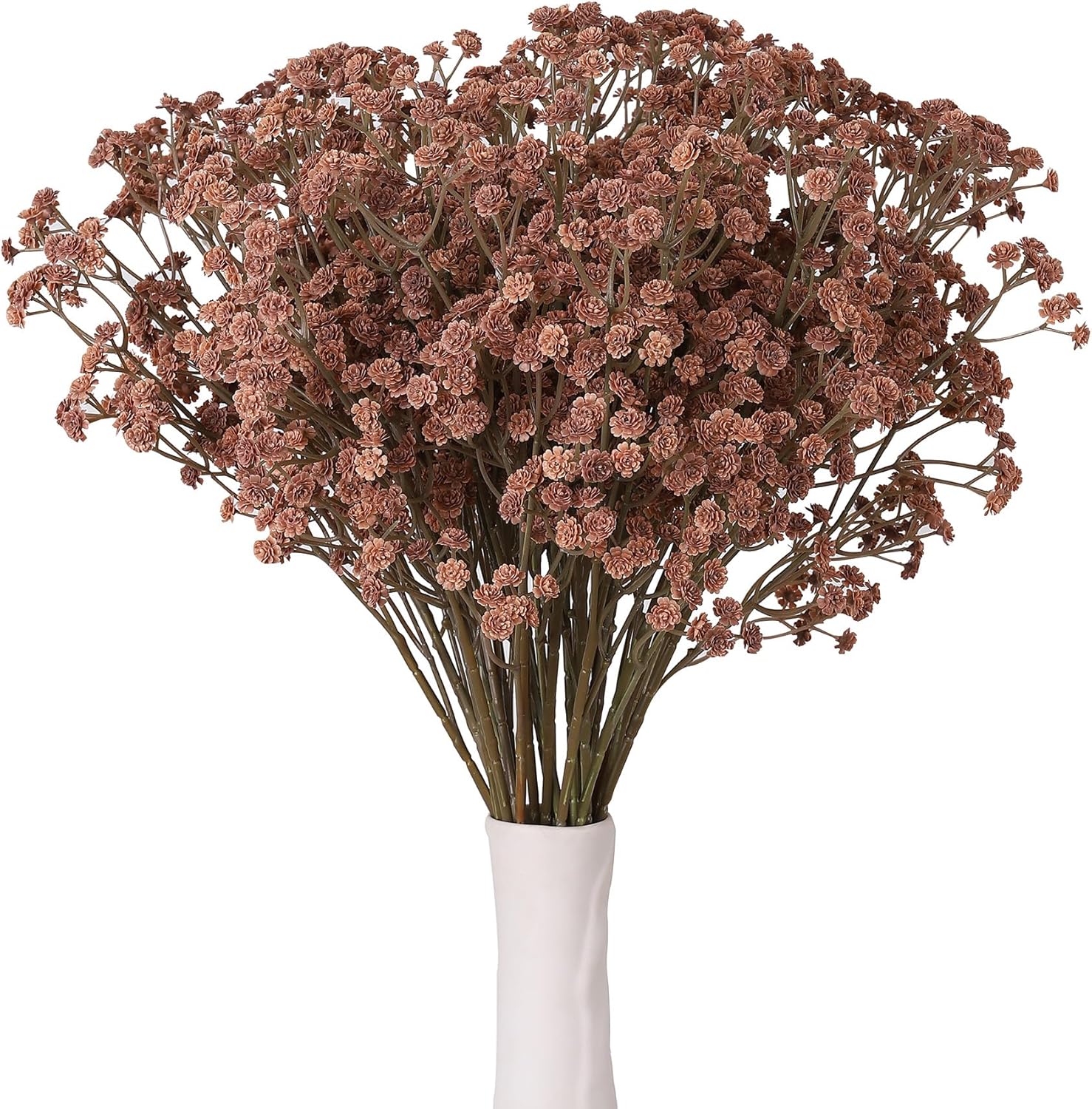 Duovlo 10PCS Fall Gypsophila Floral Artificial Babies Breath Flowers Bulk Real Touch Flowers for DIY Home Kitchen Bathroom Garden Wedding Party Decoration(Autumn Brown)