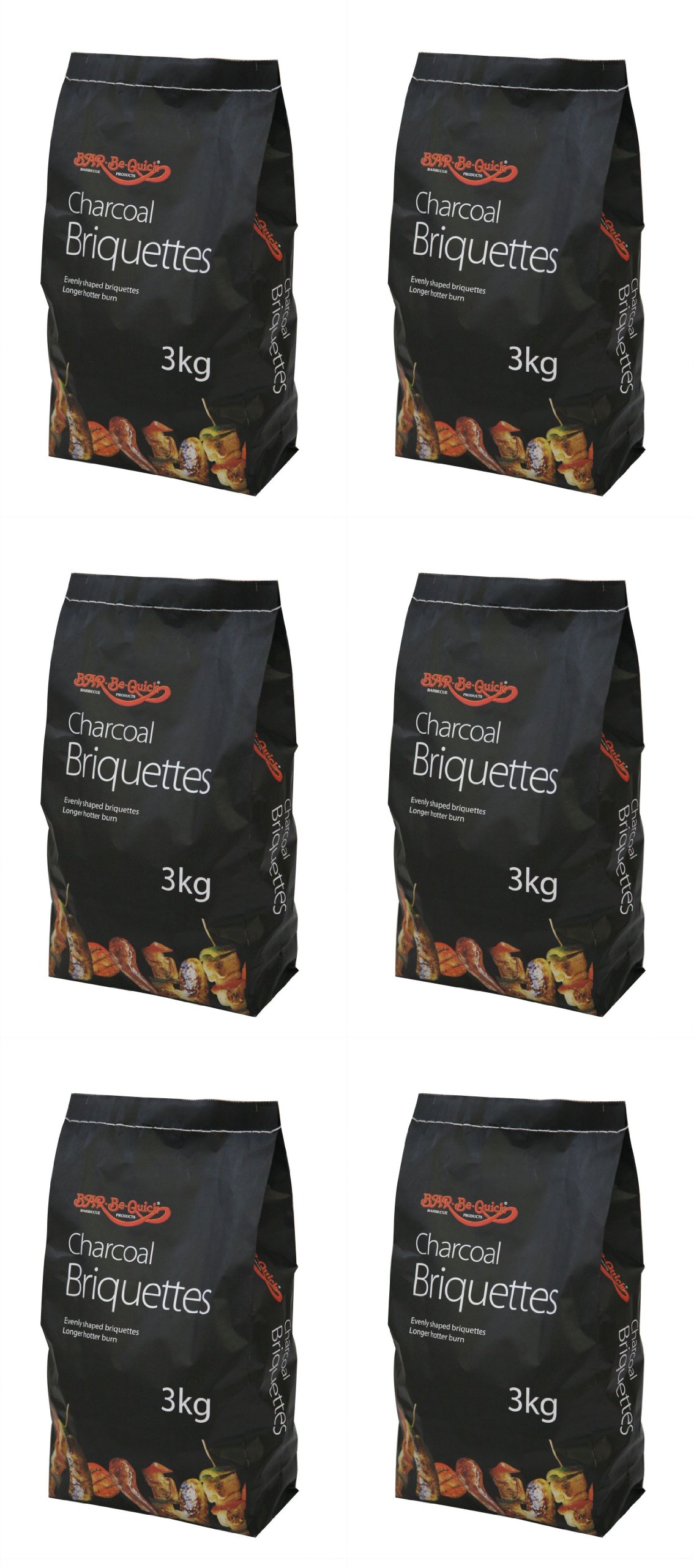 Briquettes de charbon Bar-Be-Quick lot de 6 sacs de 3 kg pour barbecue