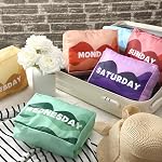 Paterr 7 Pcs Jours de la semaine Cubes d'emballage de voyage pour les enfants, Organisateurs de bagages colorés, Emballage léger, Sacs valises, Garçons Filles Camp familial Vacances d'été Accessoires, One Size , Set coloré, Sac d'organisateur de bagages, Léger, Suitcas