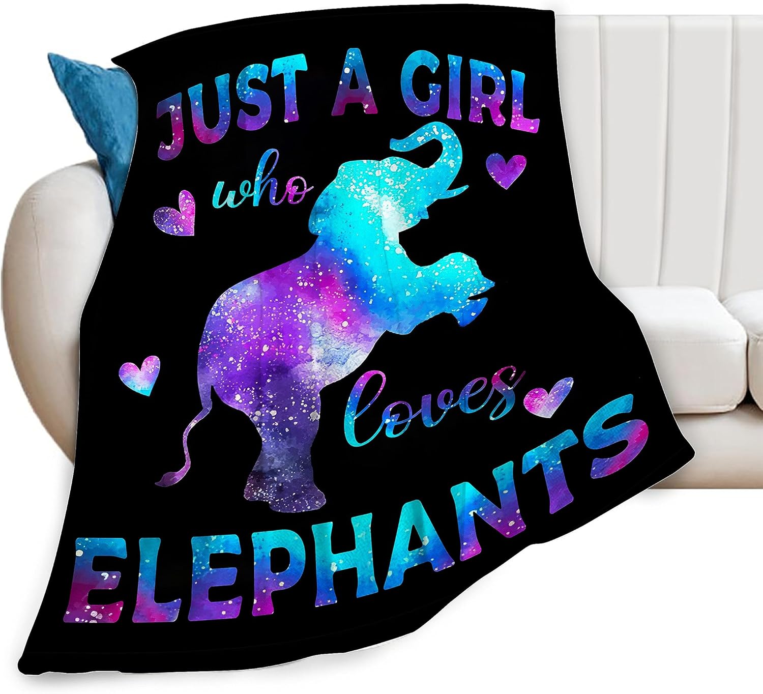 Just A Girl Elephant Plush Starry Sky Throw Blanket - Super Soft, Cozy, Warm Fleece - 60"X80" for Kids & Girls