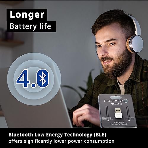 Miniatura 6 de Hideez Adaptador USB Bluetooth 4.0 para PC, macOS, Linux, ChromeOS, Raspberry Pi - Baja energía, dongle EDR Bluetooth de largo alcance para ratón,