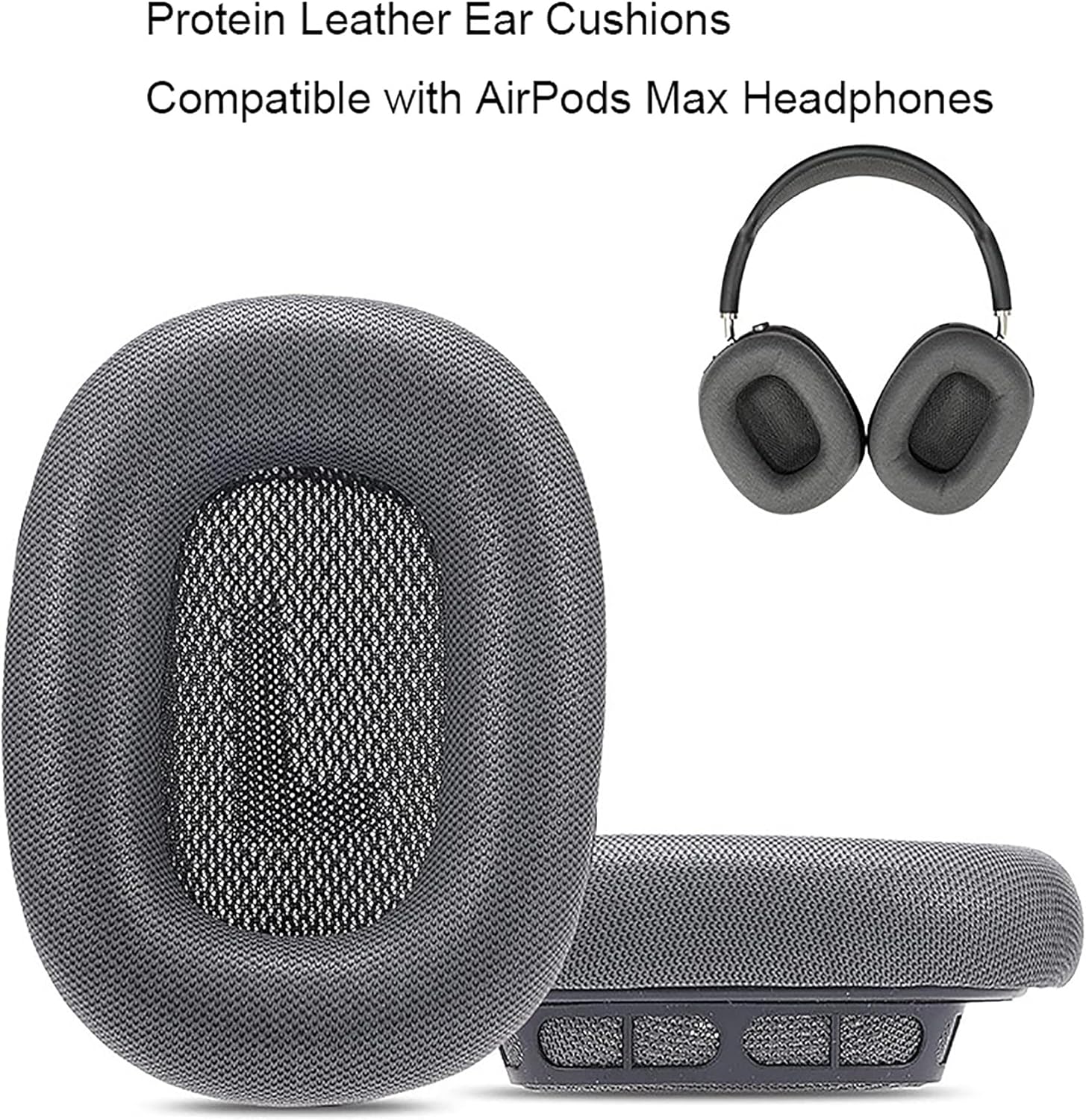 Replacement Ear Cushion Upgraded Earpads for AirPods Max Headphones Protein Leather Ear Pads Covers with Memory Foam and Magnetic for AirPods Max Grey - Image 3