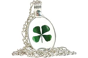Four 4 Leaf Clover Pendant Necklace, Shamrock Good Luck Charm for St.Paddy’s...