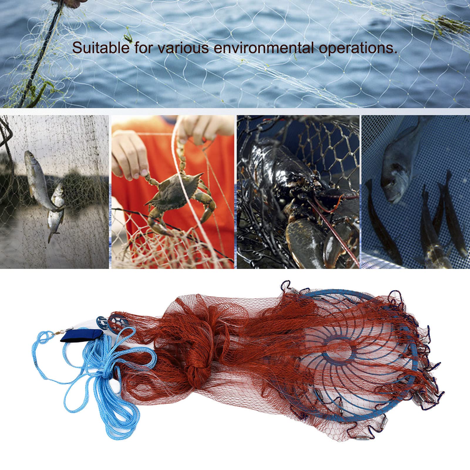 Rete da Pesca Automatica da Lancio a Mano, Rete da Lancio Flessibile Per Laghetto Per Pesci, All'aperto E Oceano, Per La Pesca, Facile da Riporre E Trasportare, Filo in Nylon E Pneumatici, Diam