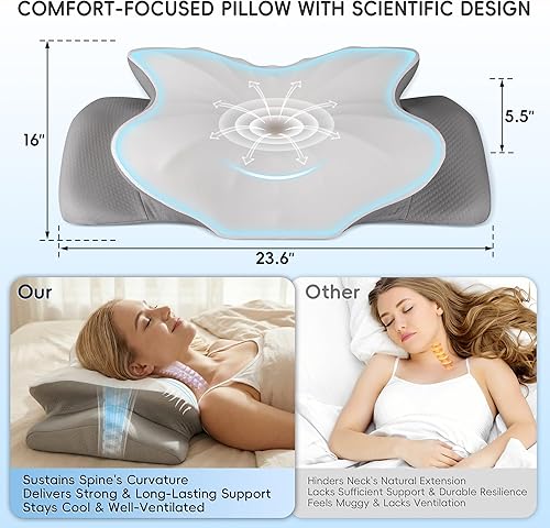 Miniatura 4 de Almohada cervical para el cuello, almohada ergonómica para dormir de lado para aliviar el dolor, almohada refrescante para dormir, cuello y hombro