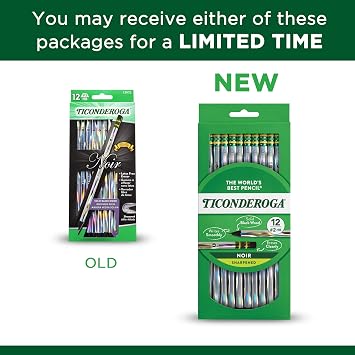 Ticonderoga Noir Wood-Cased Pencils, Pre-Sharpened, #2 HB, Holographic (Pack of 6, 72 Count Total)