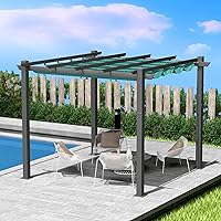 Vista 2 de Kozyard Morgan Outdoor - Pergola extra grande con marco de aluminio gris con toldo para sombrilla (10 x 10 pies, azul)