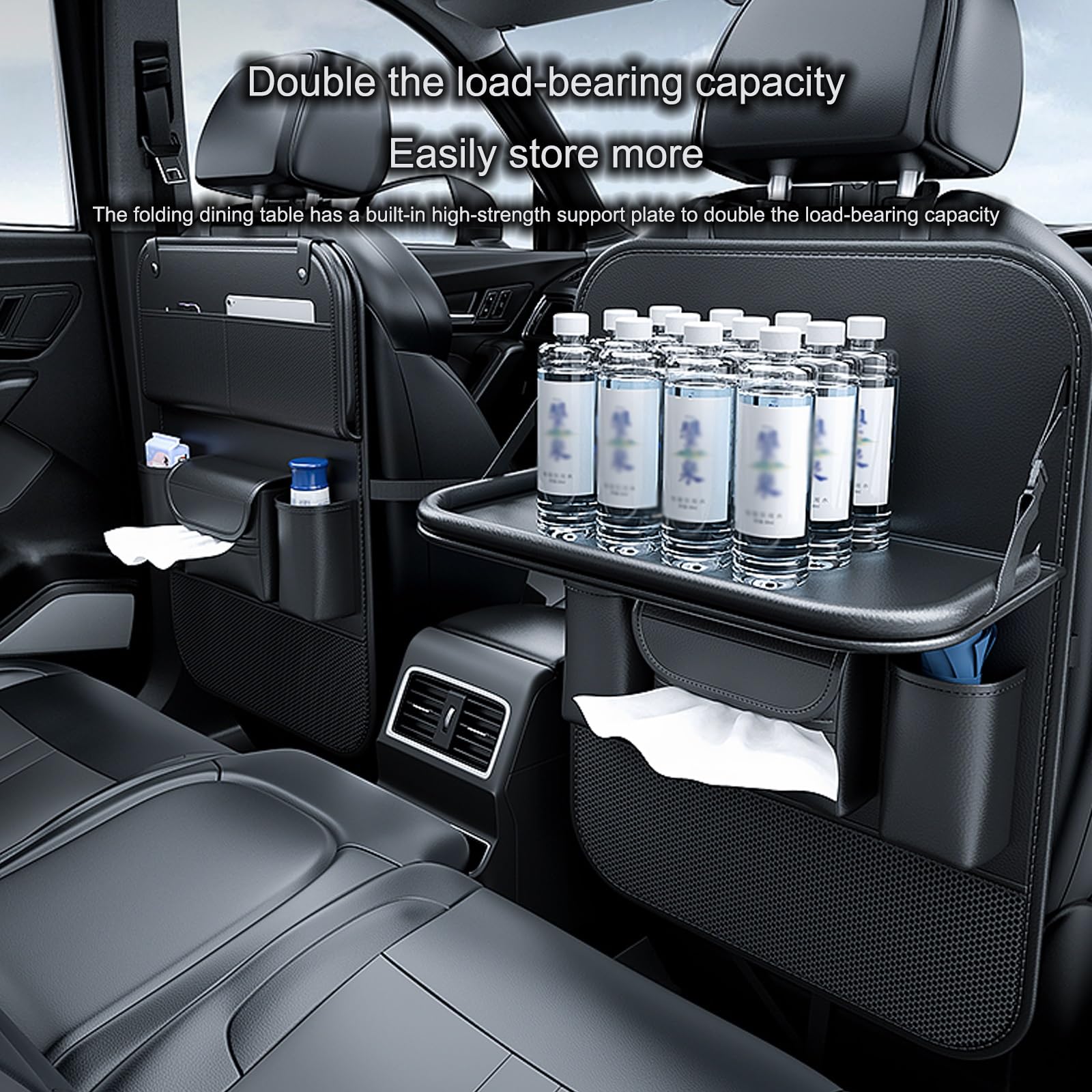 Auto Rücksitz Tisch, Autositz Organizer, Auto Organizer Rücksitz mit Faltbarer Tisch, Klapptisch Auto Rücksitz, Organizer für Getränke und Essen