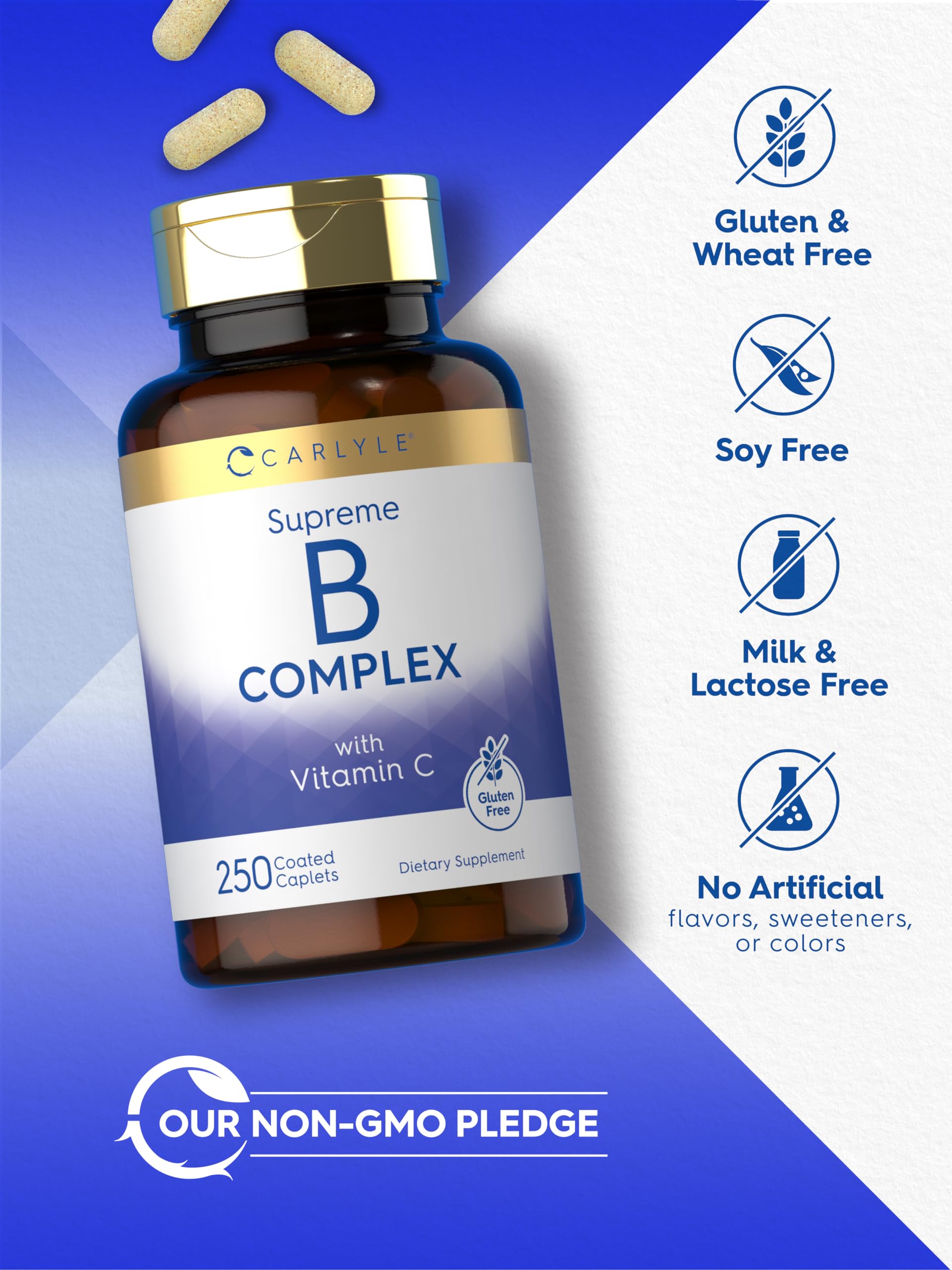 Carlyle B-Complex with Vitamin C & Folic Acid | 250 Caplets — Amazon image 5