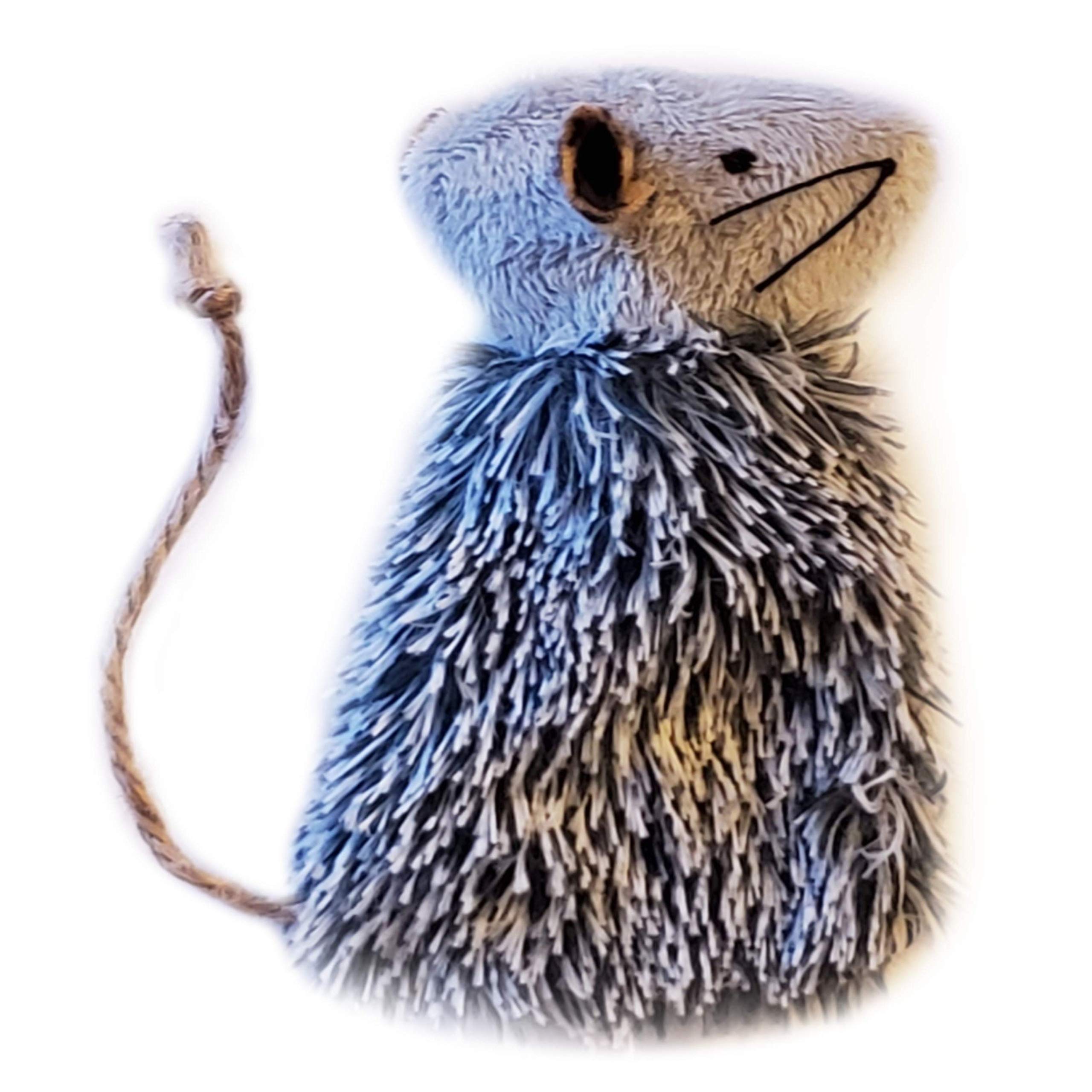 Refillable Mouse Toy Stuffed with Your Choice of 5 Different Cat Drugs (Tatarian Honeysuckle, Silver Vine, Valerian Root, Lemongrass, Catnip) (Gray, Organic Catnip)