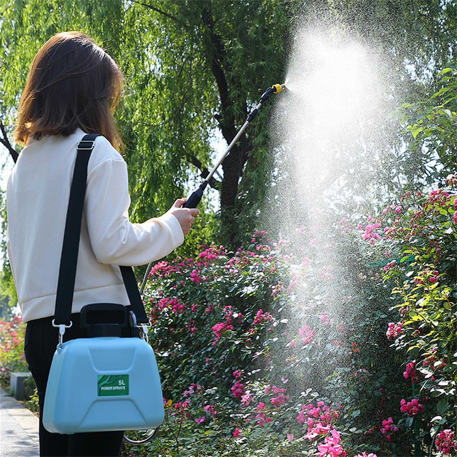 Wakects Spruzzatore Elettrico a Zaino Portatile, Annaffiatoio per Piante Giardino, Lavaggio Auto e Pulizia Domestica, Blu