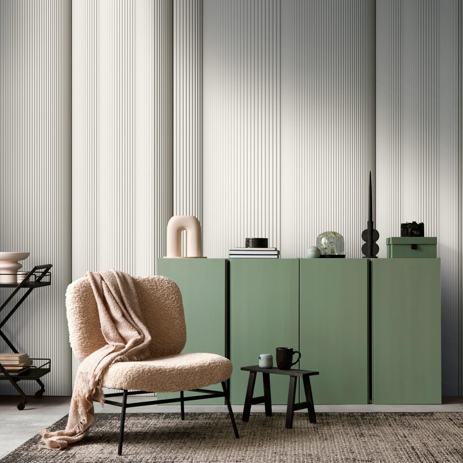 Papier peint intissé à rayures beige Profhome 398411-GU 4,45m2