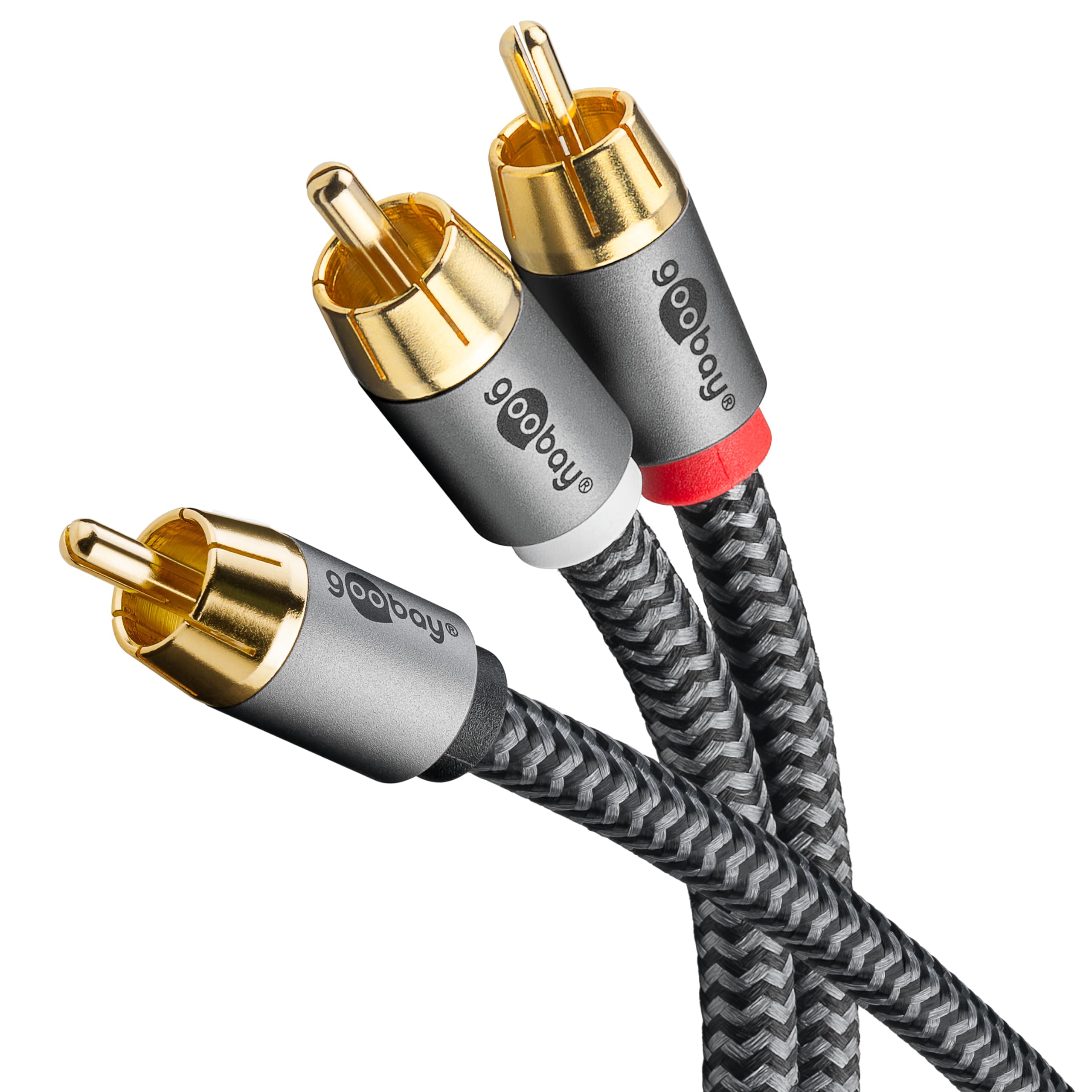Goobay 65300 Y Cinch Cable 2m/Digital Mono to Stereo Coaxial Cable/Gold Plated Connectors/Audio Cable Cinch Plug to 2x Cinch Plug