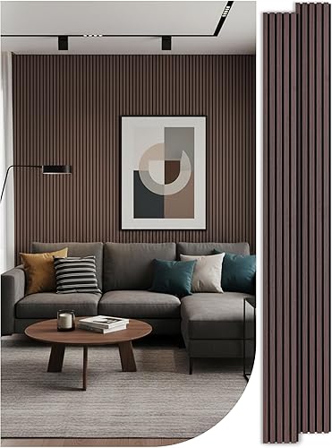 Miniatura 13 de Mollywell Paneles de madera para pared, instalación que ahorra tiempo, decoración de pared de listones de madera versátil, diseño acanalado mejorado