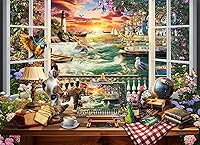 Vista 8 de Rompecabezas difíciles para adultos de 1000 piezas: rompecabezas de ilustraciones de pavo real, rompecabezas difícil desafiante e imposible