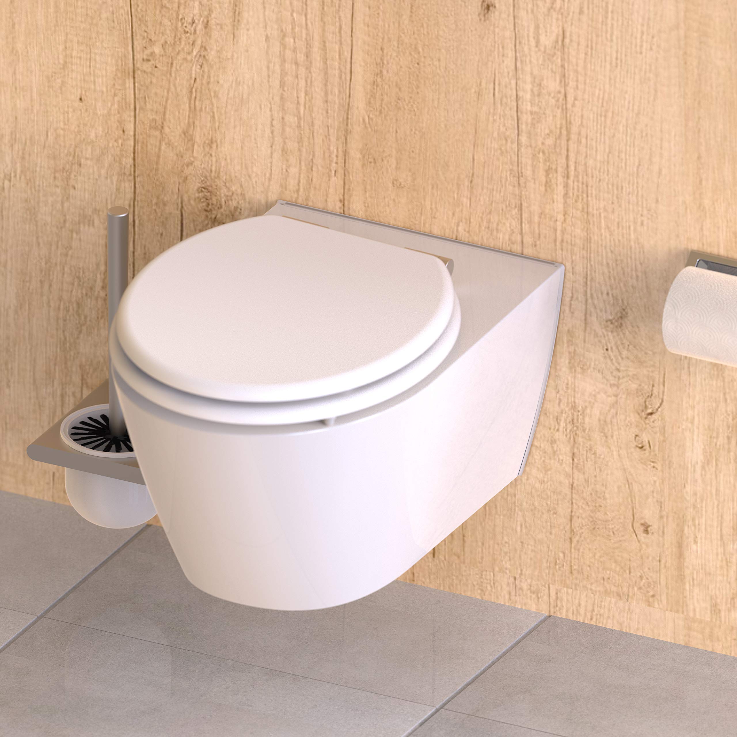 SCHÜTTE WC-Sitz Holzkern, Toilettensitz mit Absenkautomatik, passend für alle handelsüblichen WC-Becken, maximale Belastung der Klobrille 150 kg, Weiß