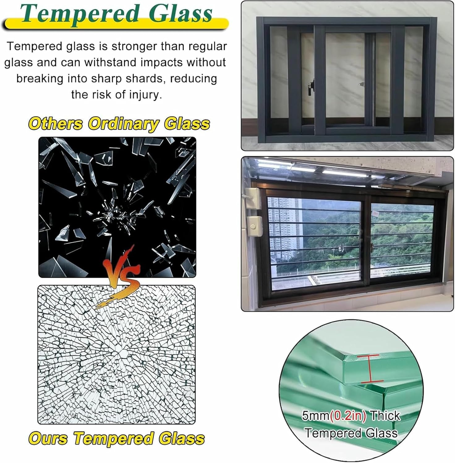 Garage Horizontal Sliding Window Black Aluminum, Basement/Barn/Bathroom/Kitchen/Loft Flush Mount Ventilation Windows, Mobile Home Replacement Windows, with Tempered Glass & Screen