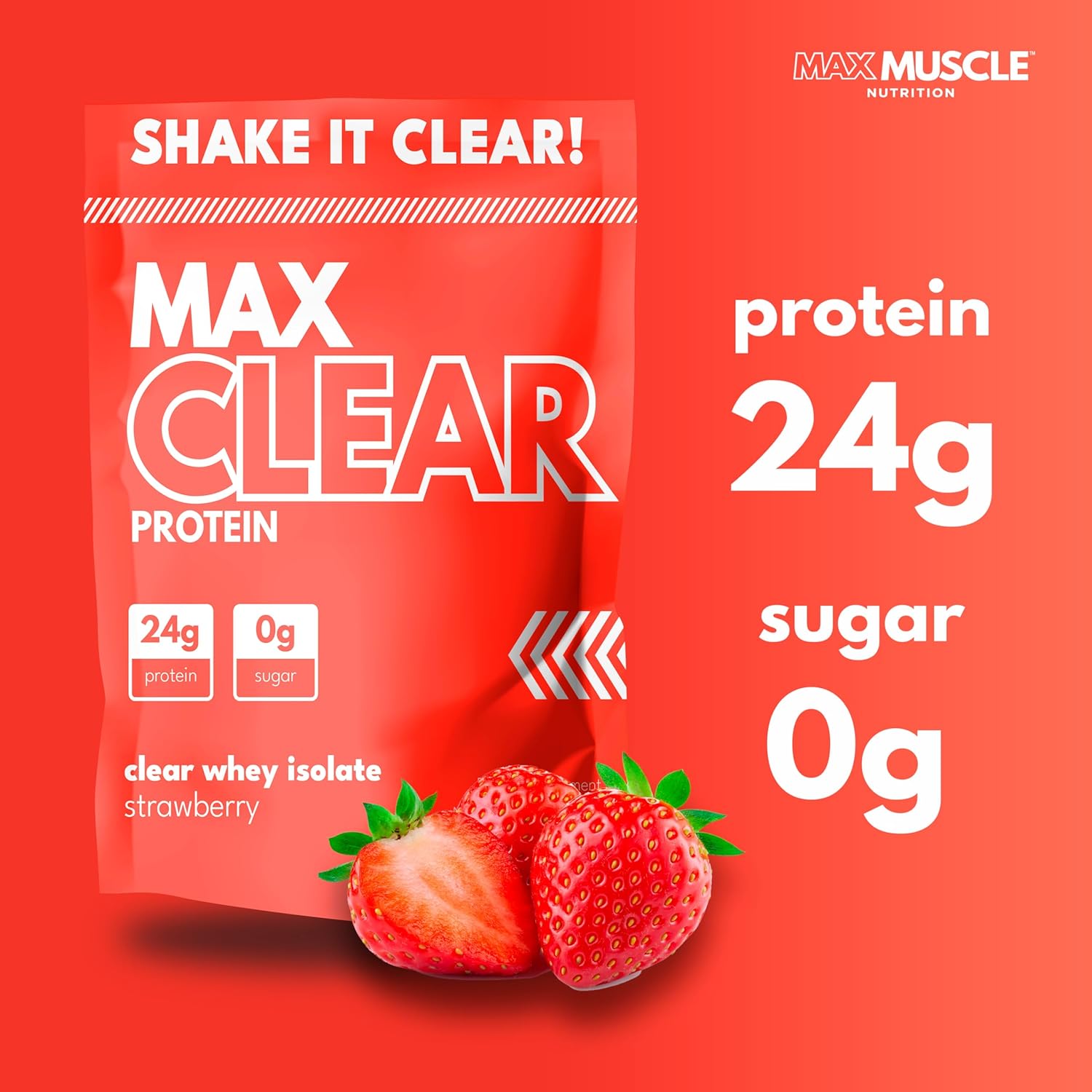 Max Clear Protein | 24g Protein | Clear Whey Isolate | Promotes Muscle Growth, Strength and Recovery (Strawberry)