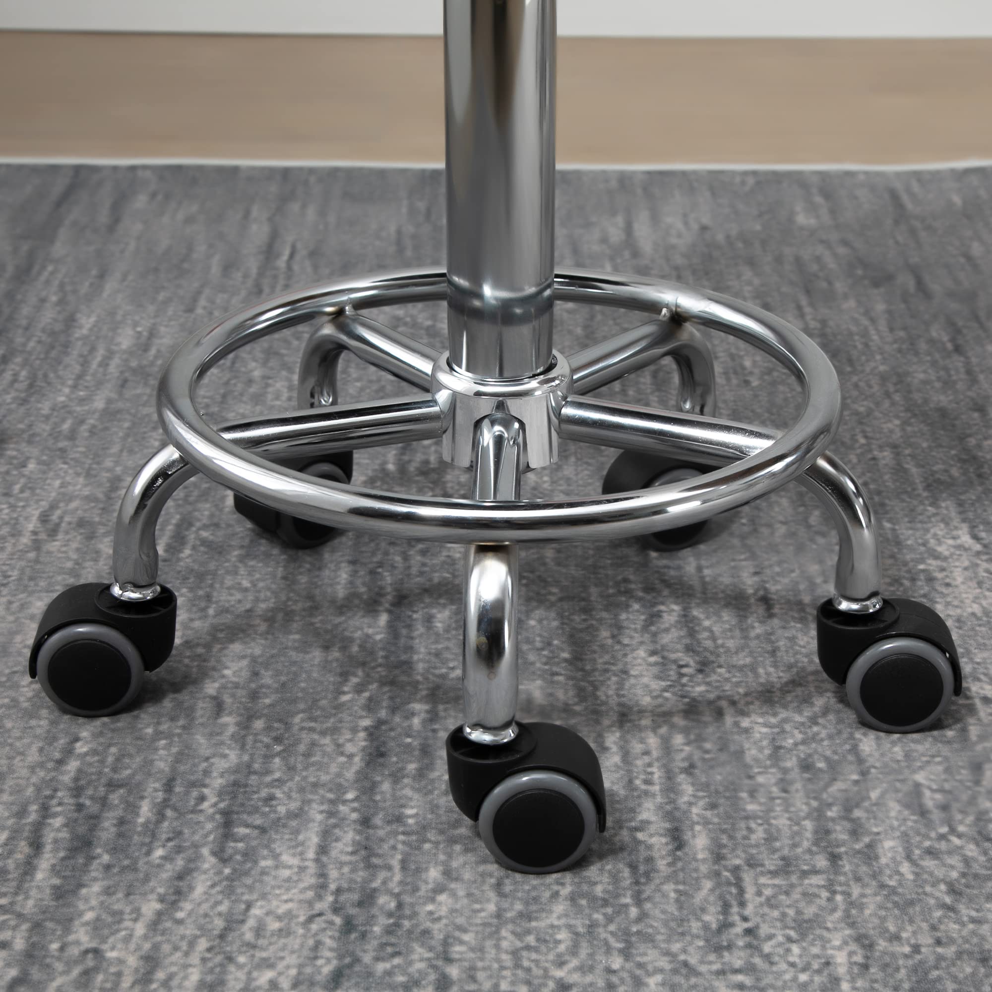 HOMCOM Lot de 2 tabourets à Roulette pivotants 360°, Dossier, Noir | Assise réglable 47-62H cm, revêtement synthétique, acier chromé