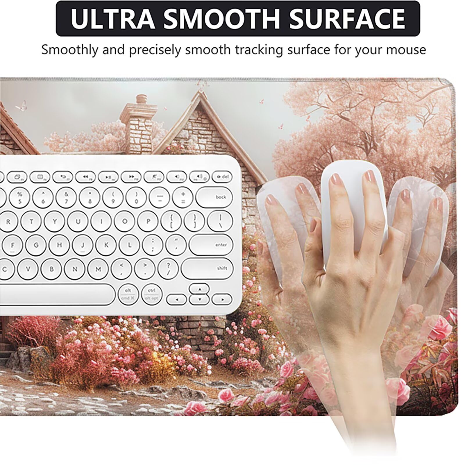 Casas Alfombrilla Ratón Gaming XXL 1500x800 mm, Alfombrilla Gaming Rosa Mousepad con Base de Goma Antideslizante, Impermeable Desk Mat para Teclado y Raton, Accesorios Gaming, Regalos de Hombre W-K