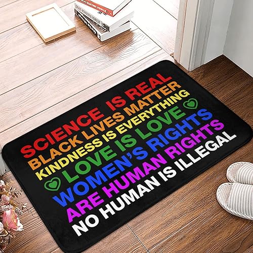 Abipuir Front Porch Mat Outdoor Science is Real Black Lives Matter BLM Love Rainbow Mat Winter Mat Dorm Room Accessories (Size 65X90CM)