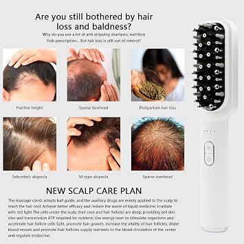 Elitzia Pro Hair Growth Comb - EMS/RF Therapy Laser Scalp Massager with Ionic Serum Infusion & Ultrasonic Vibration for Hair Loss Prevention & Regrowth