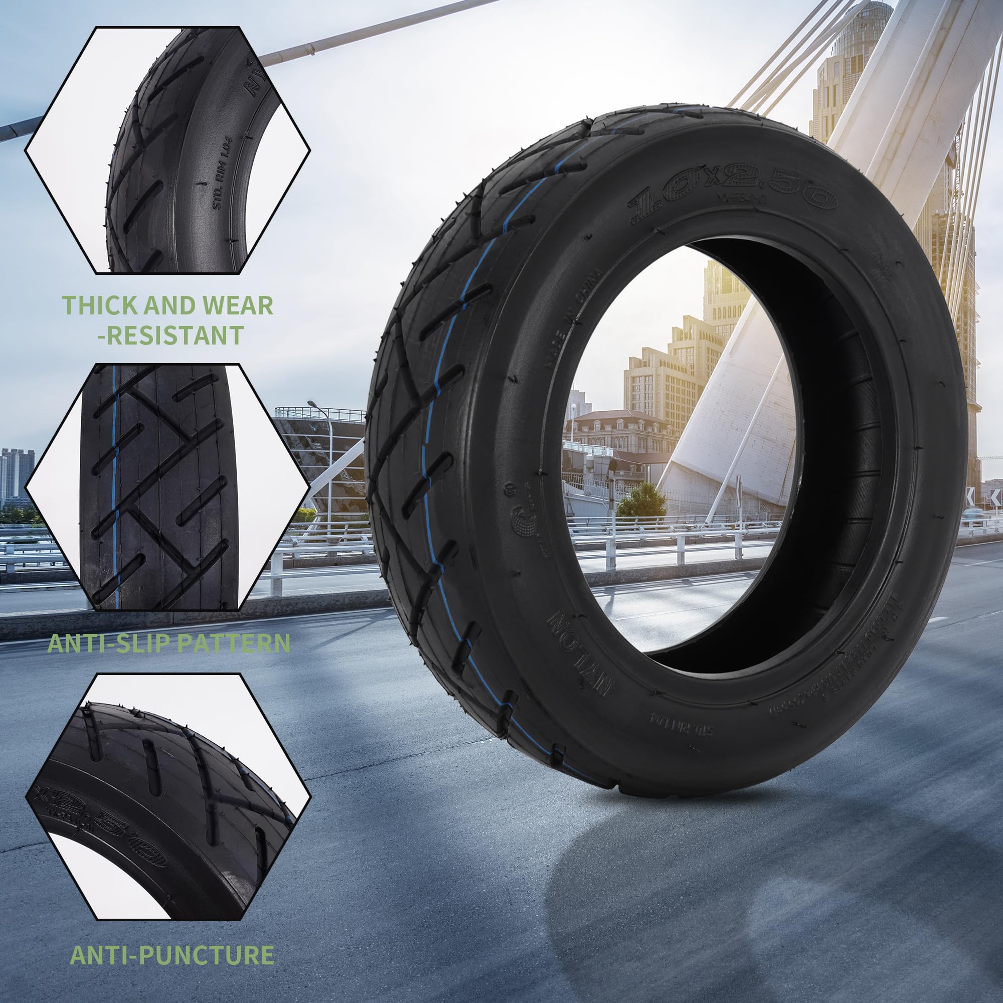 10x2.50 Tyre and Inner Tube Set Replacement for Hover Board Self Balancing Electric Scooter - Image 3